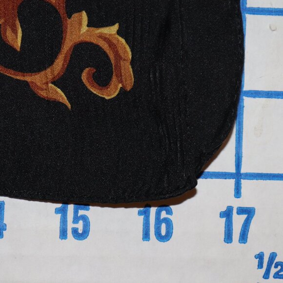 Vintage Silk Square Scarf – Floral Print – Black/Gold - Picture 4 of 5